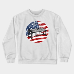 Marimba USA Flag Marimbist Percussionist Musician 4th July Crewneck Sweatshirt